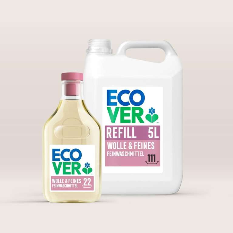 Ecover flüssiges Feinwaschmittel, Feinwaschmittel Schwarz & Dunkel, Vollwaschmittel oder Colorwaschmittel 5L ab 14,39€ (Prime Spar-Abo)