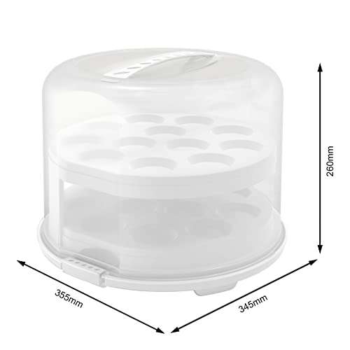 Rotho Fresh Tortenglocke hoch mit Trays, lebensmittelechter Kunststoff (PP) BPA-frei, weiss/transparent, (35,5 x 34,5 x 26,0 cm) (Prime)