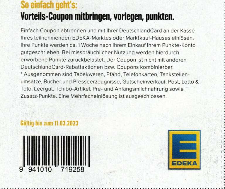 2-fach Punkte bei EDEKA (DeutschlandCard)