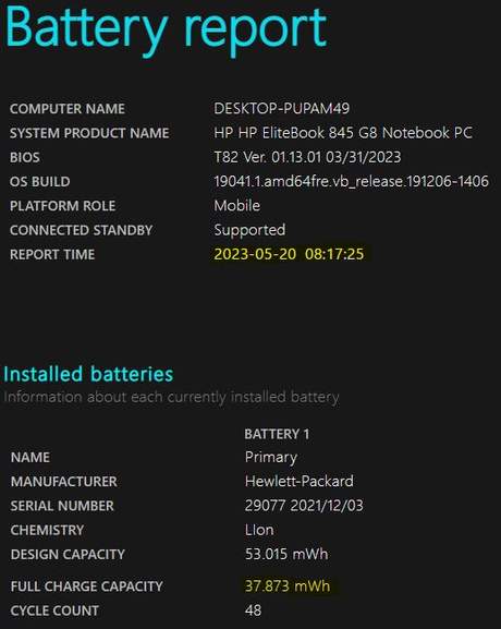 Anleitung] Akkus von gebrauchten, refurbished Notebooks unter Windows 10 /  11 kalibrieren für längere Akkulaufzeit, Battery Report-Fehler