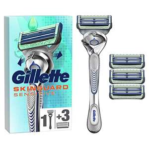 Gillette SkinGuard Sensitive Nassrasierer Herren, Rasierer + 4 Rasierklingen mit Flexgriff und Hautschutz