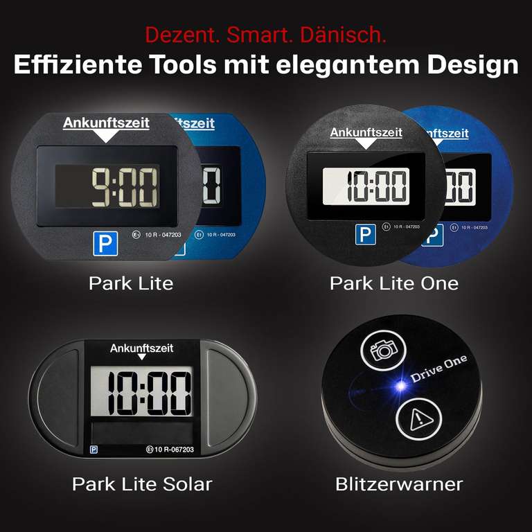 Needit Park Lite SOLAR I Parkscheibe elektrisch mit Zulassung vom Kraftfahrt -Bundesamt I Solarzellen I automatische Aktivierung I Schwarz