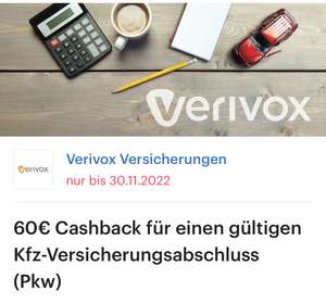 Shoop / Verivox 60€ Cashback für einen KFZ Versicherungsabschluss