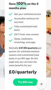 8fit - Fitness- und Ernährungsplan, 3 Monate kostenlos nutzen (Android & iOS)