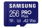 Samsung PRO Plus microSD-Karte + SD-Adapter, 256 GB, 180 MB/s Lesen, 130 MB/s Schreiben,