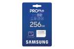 Samsung PRO Plus microSD-Karte + SD-Adapter, 256 GB UHS-I U3, Full HD & 4K UHD, 180 MB/s Lesen, 130 MB/s Schreiben, PRIME