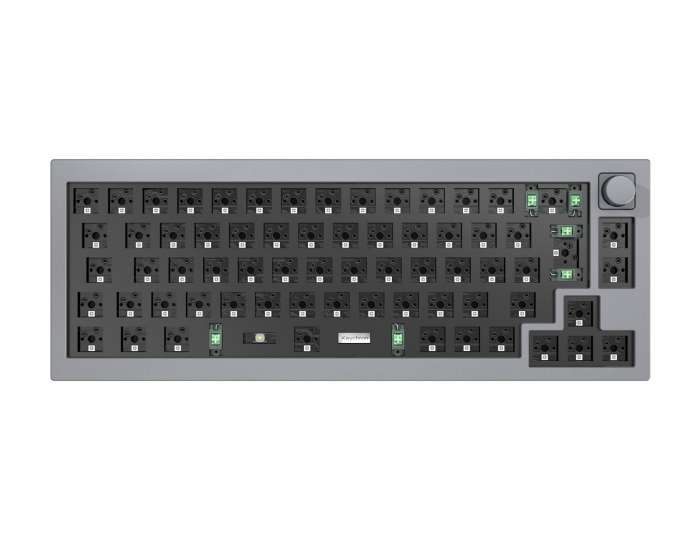 Keychron Q2 mechanische Tastatur | Silver Grey | Barebones | Knob Version | 65% ISO Layout | Metallrahmen | QMK | RGB