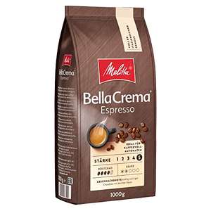 Melitta BellaCrema Espresso Ganze Kaffee-Bohnen 1kg, Kaffeebohnen, kräftige Röstung, Stärke 5 [Prime Spar-Abo]