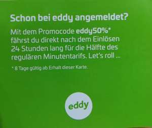[lokal Düsseldorf] Eddy-Sharing Bestandskunden -50% auf Minuten Tarif