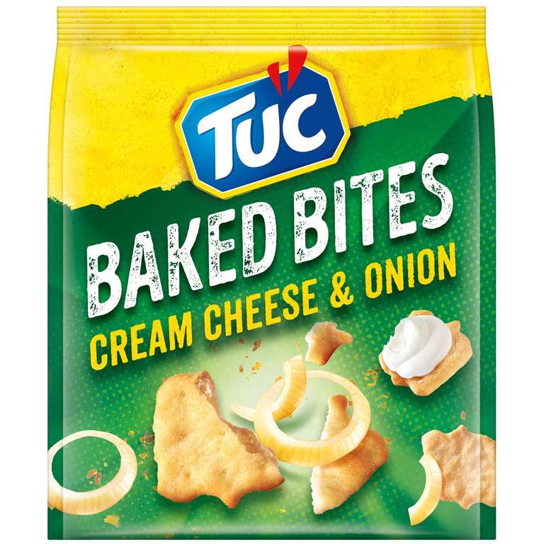 TUC Baked Bites Cream Cheese & Onion 6 x 110g I Salzgebäck Großpackung I Cracker mit Sauerrahm-Zwiebel-Geschmack [PRIME/Sparabo]