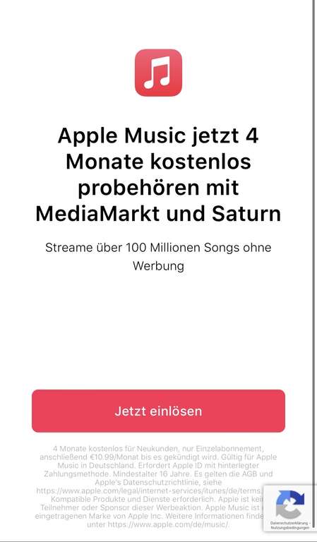 [Neukunden] Funktioniert nicht mehr bei jedem! Apple Music 4 Monate Kostenlos dank Mediamarkt und Saturn