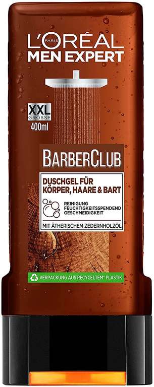 L'Oréal Men Expert Barber Club XXL Duschgel für Männer, für Körper, Haare & Bart, 400 ml [Prime Spar-Abo]
