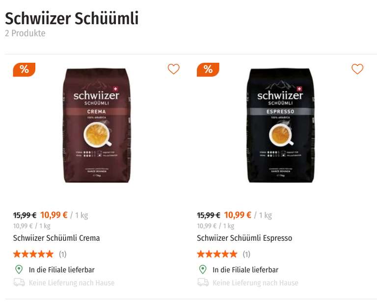 Schwiizer Schüümli Bohnenkaffee versch. Sorten 1 kg für 8,99€ (Angebot + Coupon) [Müller]