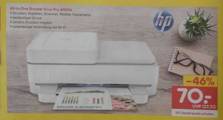 [netto Langelsheim Wiedereröffnung] HP Envy Pro 6430e Multifunktionsdrucker für 70,- €