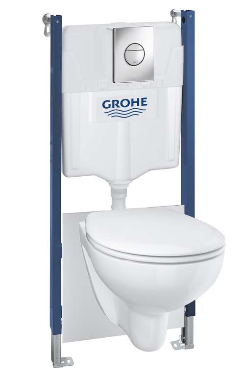 Grohe Wand-WC Komplettset Solido Compact chrom / alpinweiß, 5in1 Set