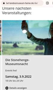 (Lokal) LWL Archäologiemuseum Herne freier Eintritt am 3.9.22 von 18-24 Uhr