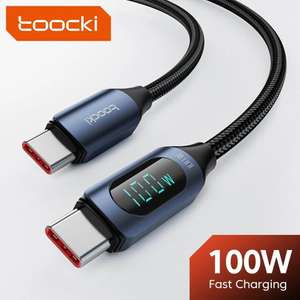 [Stückpreis 1,90€ - 2,85€, mind. 3] Toocki USB A/C auf USB-C/Lightning Kabel (mit Wattanzeige, bis 2m und bis zu 100W wählbar, nur per App)