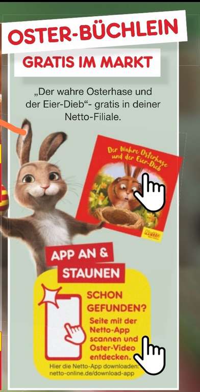 Netto MD: kostenloses Osterbüchlein "Der wahre Osterhase und der Eier-Dieb"