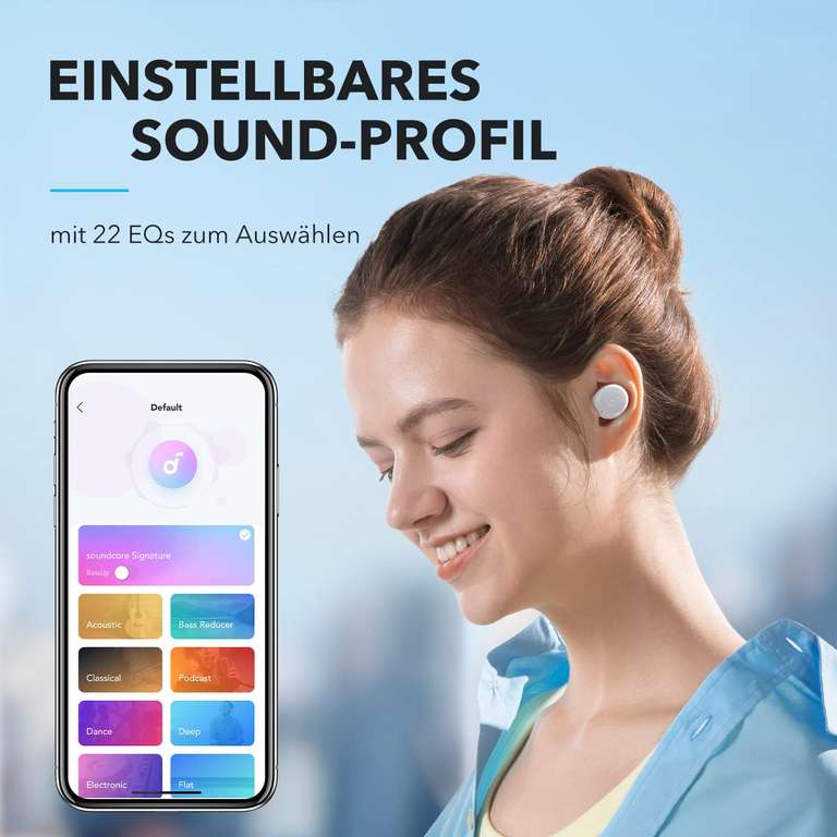 [Prime] soundcore by Anker A20i True Wireless Earbuds (Bluetooth 5.3, Anpassbarer EQ, 28 Std. Spielzeit, wasserfest, 2 Mikrofone mit KI)
