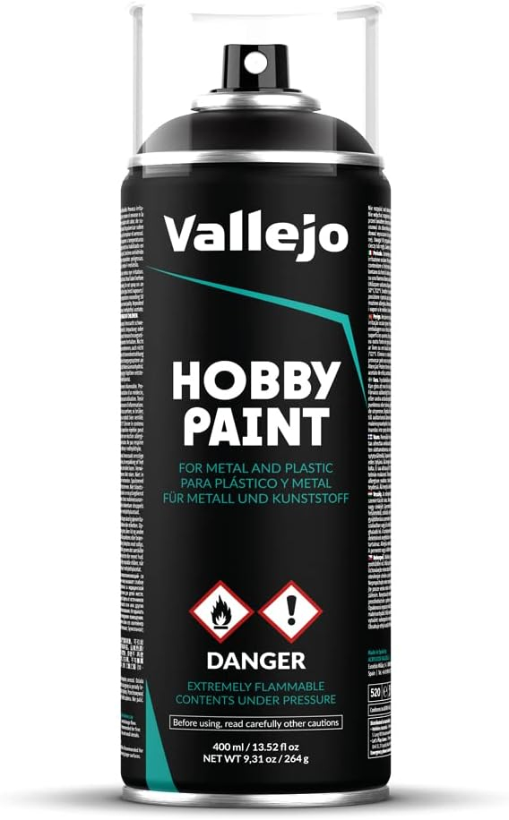 [Prime] Vallejo mattschwarze Grundierung - 400ml-Sprühdose für Tabletop-Miniaturen und Modellbau
