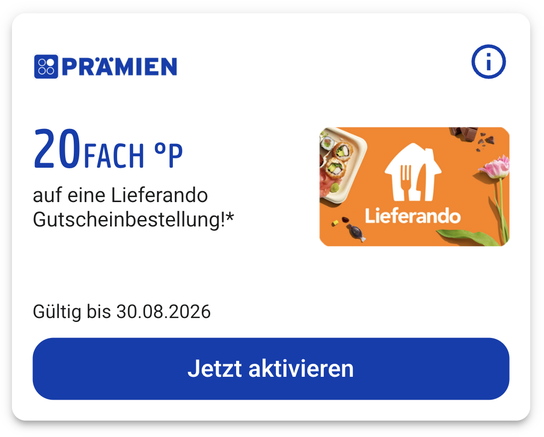 [Payback Prämien] 20-fach Punkte auf Lieferando Gutscheine (entspricht 10% Rabatt)