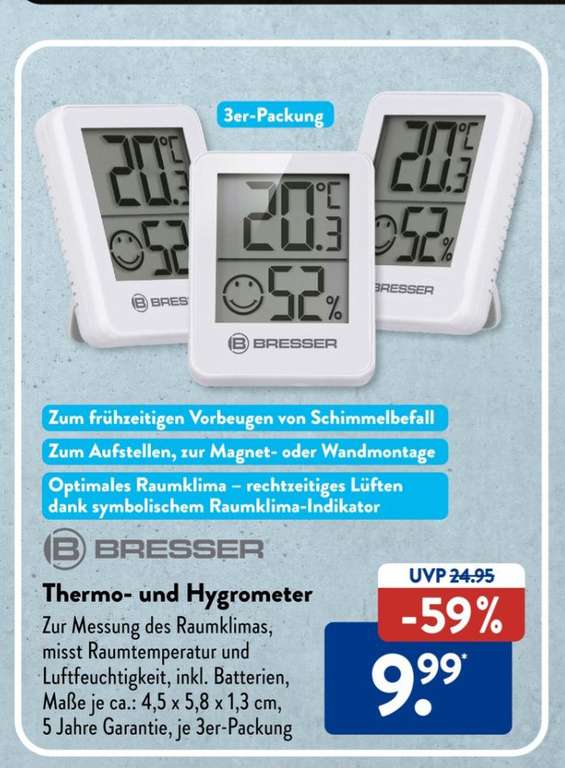 Aldi Süd: wiederholt ist das 3er Set von Bresser Thermometer