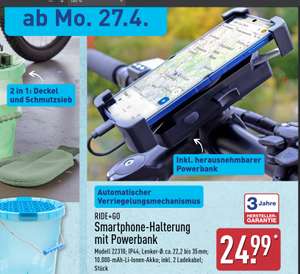 RIDE+GO Modell 22310: Fahrrad-Halterung mit 10.000 mAh Powerbank bei ALDI  Nord - 24,99  | mydealz