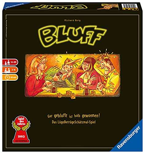 [PRIME] Ravensburger 27223 - Bluff | Partyspiel für 2-6 Spieler | Würfelspiel, für alle Bluffer ab 12 Jahren | Spiel des Jahres 1993