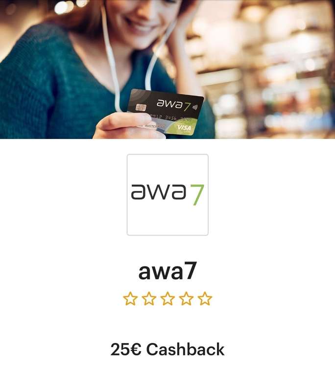Shoop 25€ Cashback auf die awa7 Visa Kreditkarte