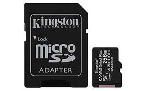 [Amazon Prime] 256GB MicroSD Speicherkarte Kingston Canvas Select Plus SDCS2/256GB Class 10 V30 U3 A1 (inkl. SD Adapter)