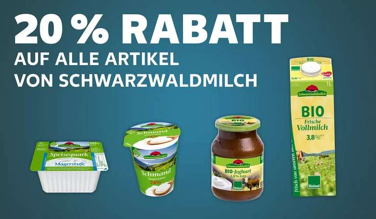Kaufland: 20% auf alles von Schwarzwaldmilch