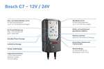 Bosch Automotive C7 - intelligentes und automatisches Batterieladegerät - 12V-24V / 7A - für Blei-Säure, GEL, Start/Stopp EFB/AGM