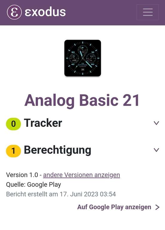 (Google Play Store) Analog Basic 21 (WearOS Watchface, analog)