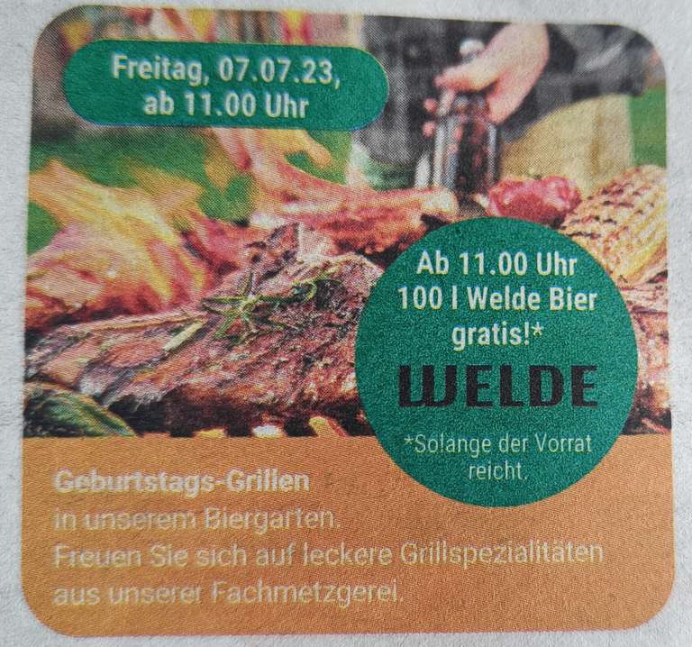 [Freibier Globus Hockenheim] Freitag, 07.07 ab 11:00 Uhr: 100 l Welde Bier gratis - 12 Jahre Globus Hockenheim