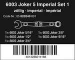 Wera 6003 Joker 5 Imperial Set 1 Ringmaulschlüssel-Satz, zöllig, 5‑teilig