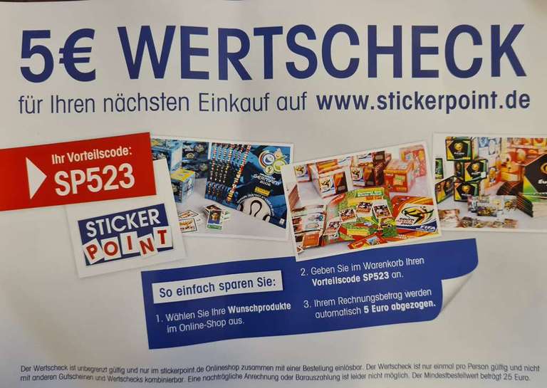 Stickerpoint.de - 5€ Gutschein (MBW 25€) / günstige Ninjago, Pokémon, Panini Cards, etc.