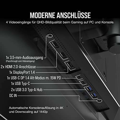 Corsair XENEON 32QHD165 Gaming Monitor - 32 Zoll IPS QHD (2560 x 1440), AMD FreeSync Premium, 165Hz Bildwiederholrate, 1ms