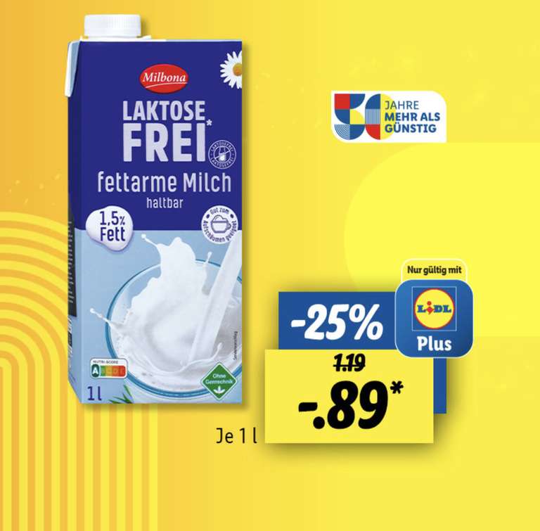 [Regional] Laktosefreie Milch für 0,89€ bei Lidl mit Lidl Plus Coupon