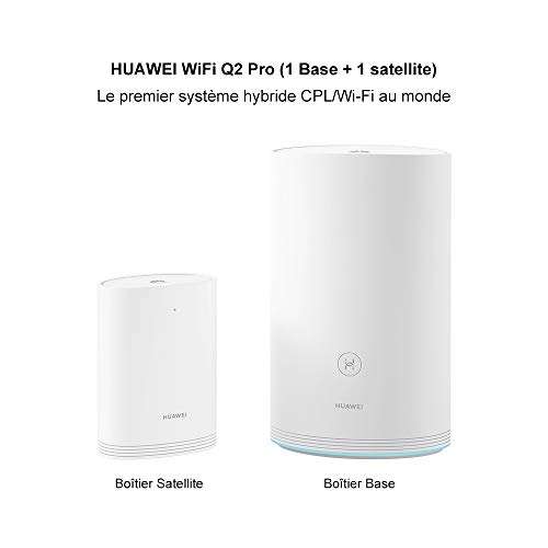 [Amazon.fr] HUAWEI Wi-Fi Q2 Pro (1 Basis + 1 Satellit), Powerline WLAN Mesh Set (1200Mbits+1000Mbits, Reichweite bis zu 300m², 4xGigabit)