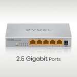 ZyXEL 2,5G Multi-Gigabit Unmanaged Switch mit fünf Ports für Home Entertainment oder SOHO-Netzwerke, MG-105-ZZ0101F, 2,5G RJ45 | Unmanaged
