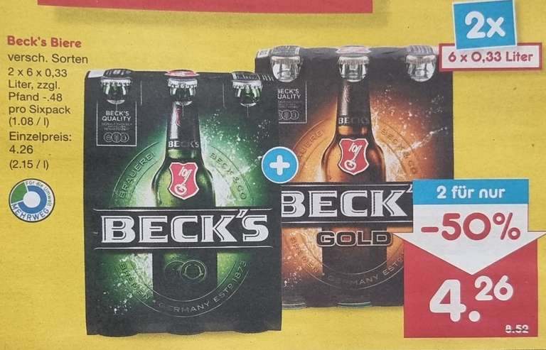 Beck's Biere zum halben Preis (und vieles mehr!) [Netto Marken-Discounter]