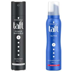 Taft Haarspray Power Invisible Haltegrad 5 (250) oder Schaumfestiger Ultra (150 ml) Haltegrad 4 (1,87€ möglich) (Prime Spar-Abo)