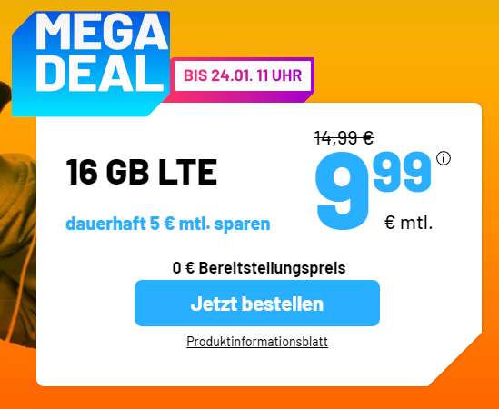 SIM-Only Telefonica, LTE50 Verträge bei sim.de z.B. 16GB für 9,99€ | 22GB für 11,99€