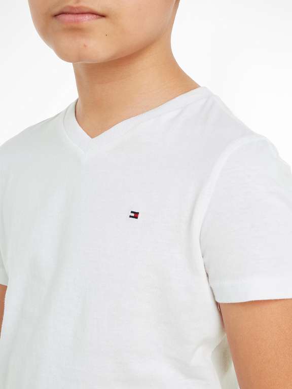 [Prime] Tommy Hilfiger Organic Cotton V-Neck T-Shirt Kinder | Größe 128, 140, 152, 164
