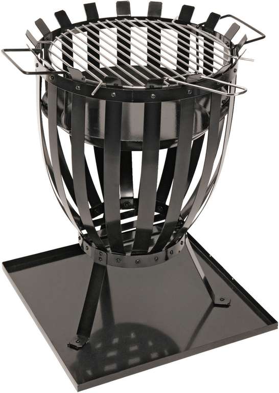LANDMANN Feuerkorb »Feuerstelle«, (Verchromt, Emaille), Feuerschale Gartenkamin Garten Grill Ofen, schwarz Ø 35,5 cm