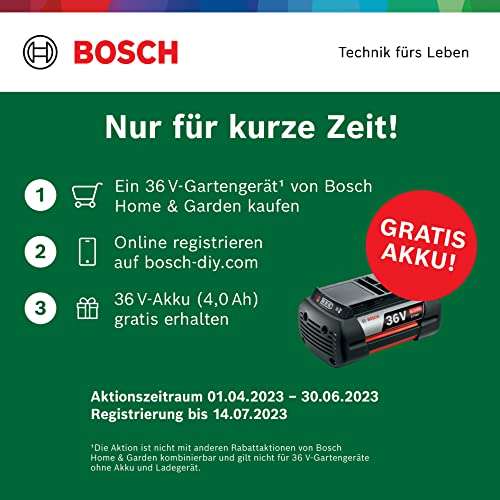 Bosch AdvancedLeafblower 36V-750 inkl 36V-Akku (2,0 Ah) & Ladegerät + 36V-Akku (4,0 Ah) gratis bis 30.06.2023