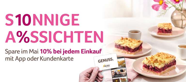 [Lokal Städteregion Aachen | Bäckerei Moss] 10% Rabatt auf den gesamten Einkauf im Mai mit der App/Kundenkarte
