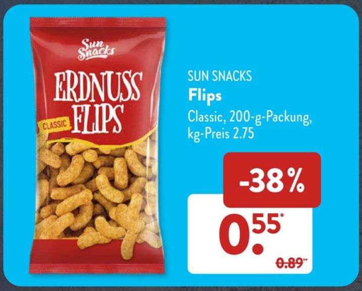 Aldi Süd: die 200g Tüte Erdnuss-Flips der Eigenmarke sind wieder im Angebot ab 21.11.eine ganze Woche lang