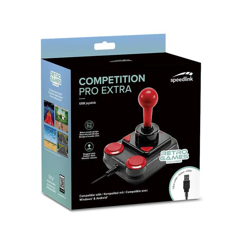 [Prime] Speedlink COMPETITION PRO EXTRA USB Joystick - Digitaler Joystick mit DirectInput und Mikroschalter, schwarz-rot