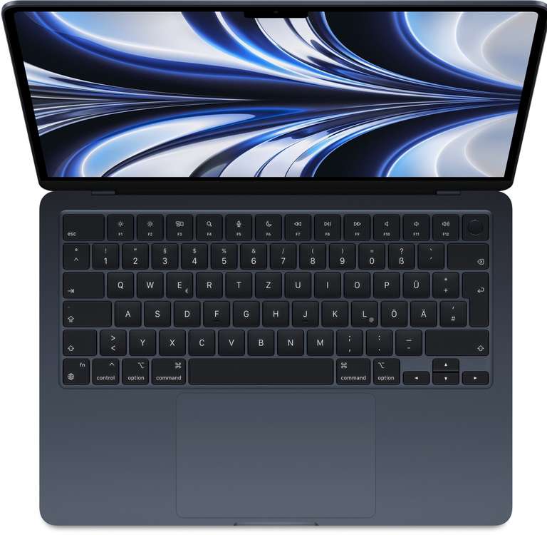 Apple MacBook Air M2 8/256GB Midnight (13.6", 2560x1664, IPS, 500nits, 8‑Core GPU, 2x TB3, MagSafe, 52.6Wh, lüfterlos, 1.24kg)